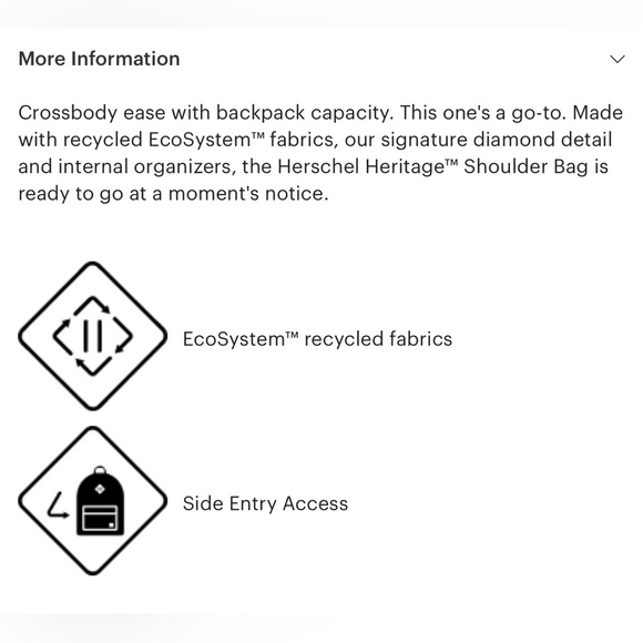 NWT: Herschel Heritage Shoulder Bag (Black) - Picture 3 of 4